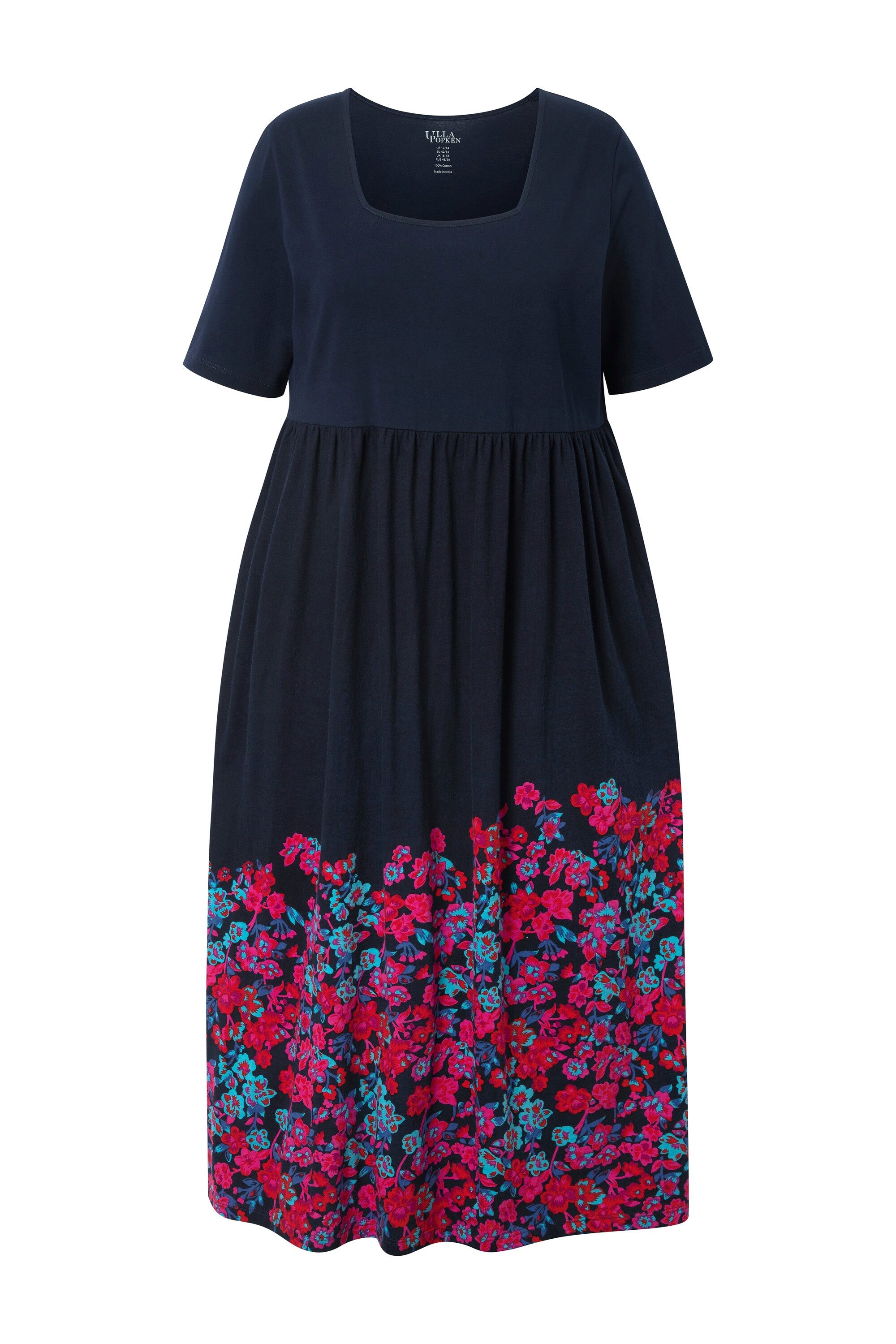Ulla Popken Maxikleid Maxikleid A-Linie Carree-Ausschnitt günstig online kaufen