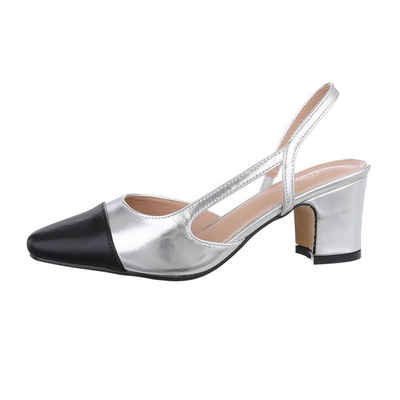 Ital-Design Damen Abendschuhe Elegant Туфлі на шнурівці (85878350) Blockabsatz Schnür- & Riemchenpumps in Silber