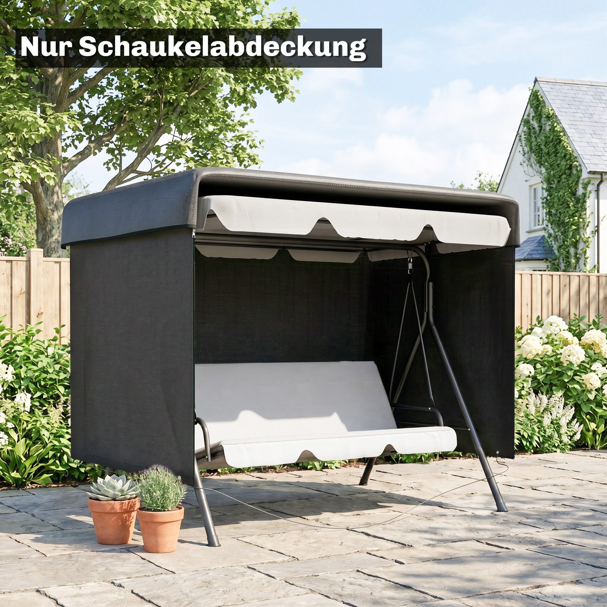 Outsunny Gartenmöbel-Schutzhülle Hollywoodschaukel Abdeckung, wasserdicht, Schutzhülle, winddicht (Hollywoodschaukel Abdeckung, 1-St., Abdeckplane), für Gartenmöbel, Hängesessel, 215 x 155 x 150 cm Schwarz