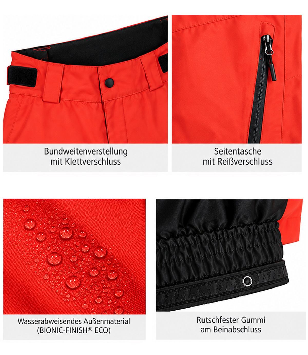 crivit Skihose Crivit Herren Skihose Orange 52 (Einzelsartikel, 1-tlg) wind- und wasserdicht, Schneefang, verstellbarer Bund – Bild 4 von 4