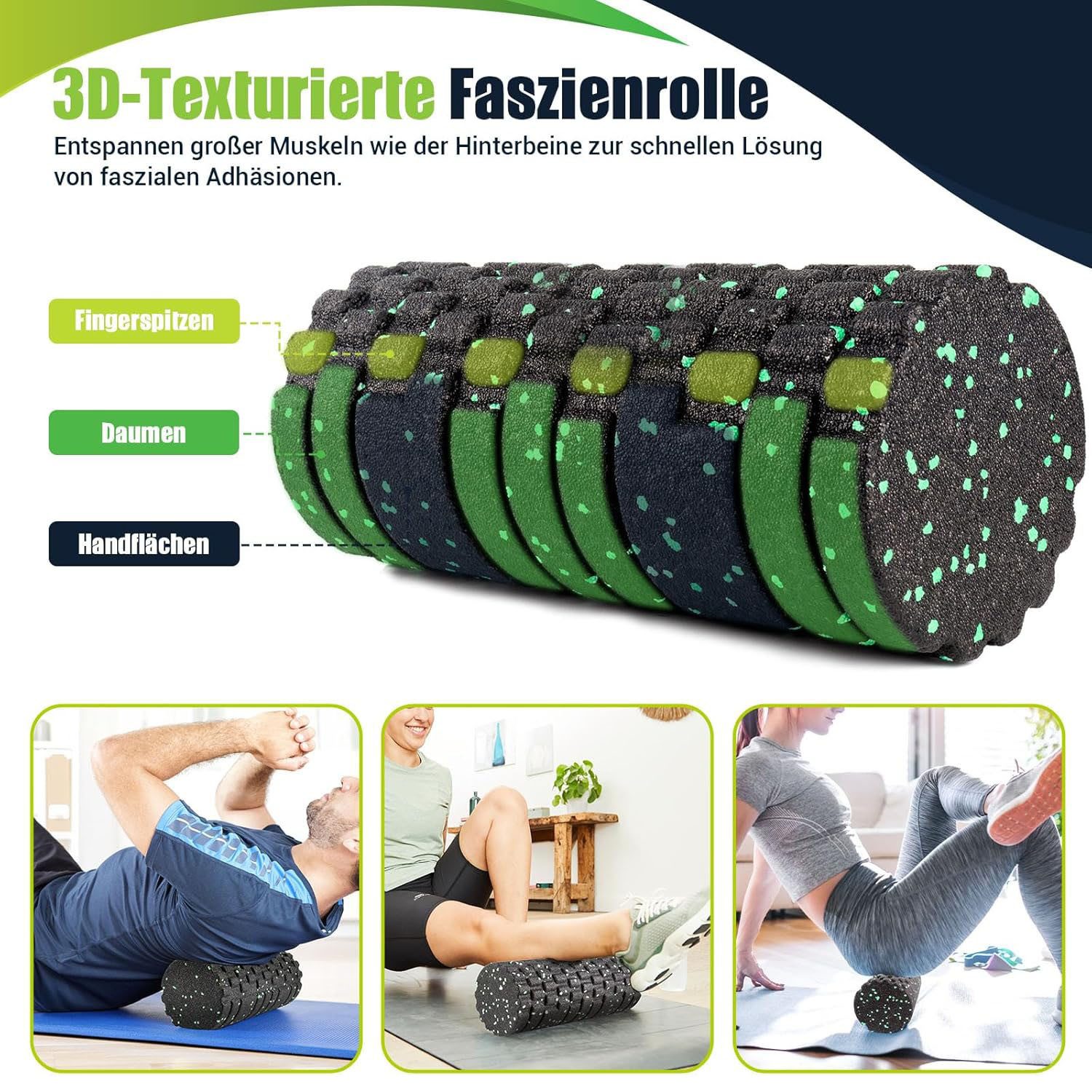 SURFOU Faszienrolle Set Faszien Großer Duoball, Faszienball Faszienrolle Selbst-Massage Set, Faszien Set für Rücken Wirbelsäule Bein Dehnungen und Faszientraining