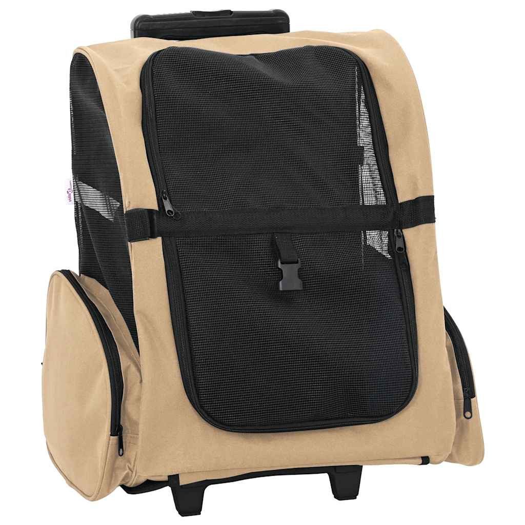 vidaXL Hundebuggy Trolley für Haustiere 3-in-1 Sandfarbe 48x32x(57-106) cm cm Oxford-Gew