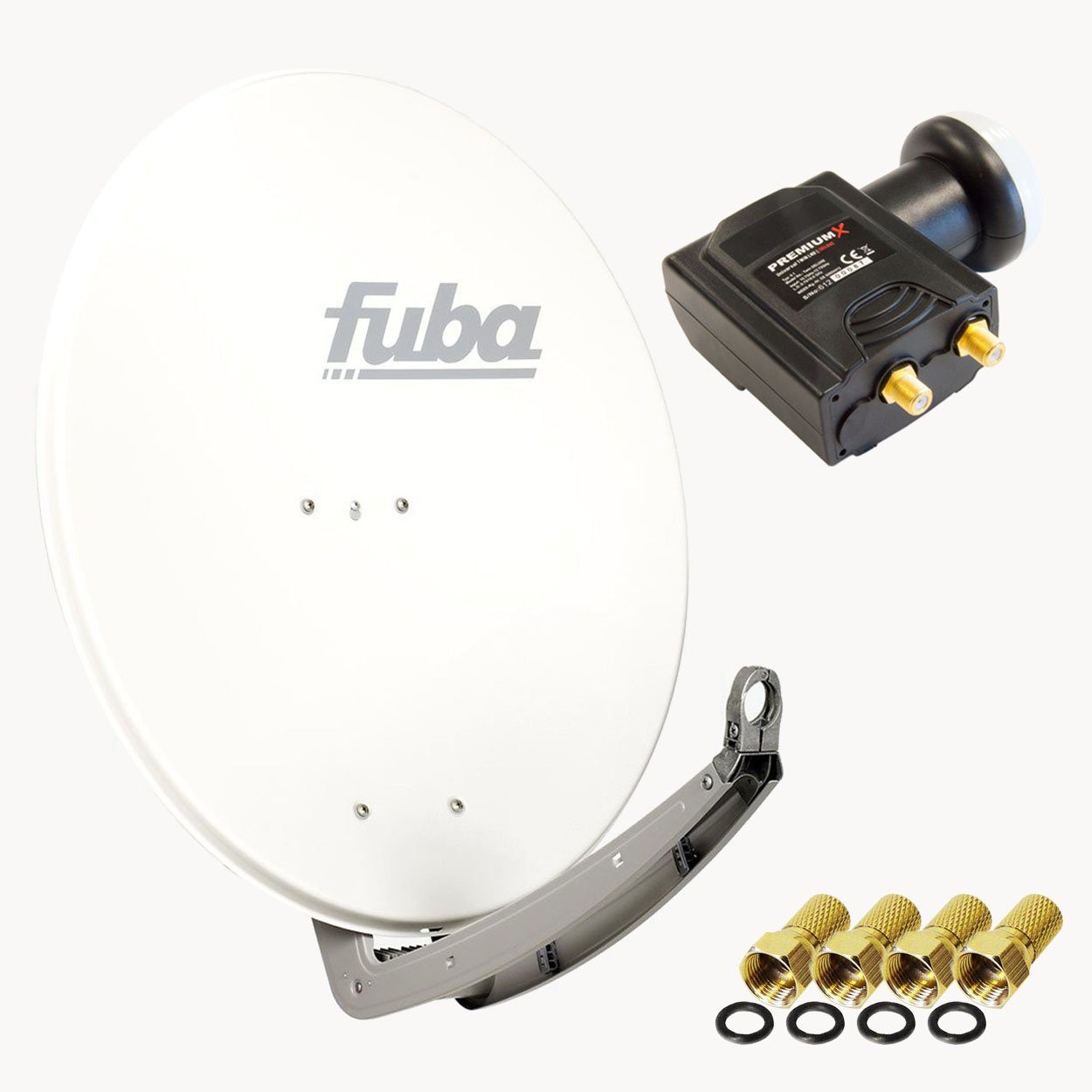 fuba daa 780 Satellitenantenne Alu Weiss DELUXE Twin LNB Sat SAT-Antenne