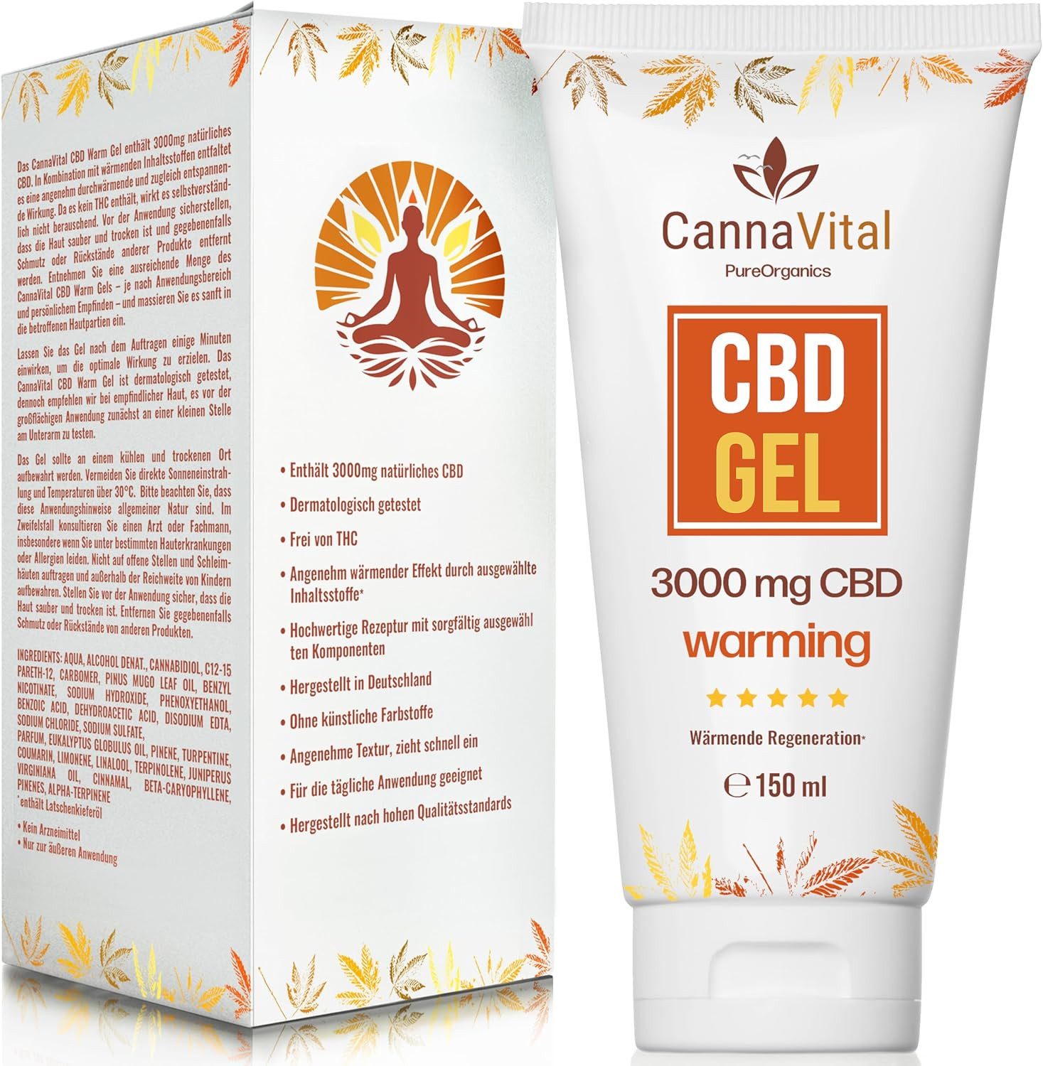 CannaVital Hautcreme Körpercreme Wärme-Gel CBD & Latschenkiefer 3000mg CannaVital 150 ml, 1-tlg., Vegan