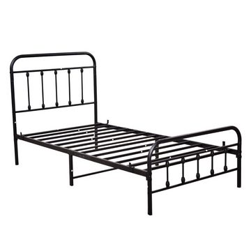 HAUSS SPLOE Metallbett Modern Metallbett Bettgestelle Einzelbett Gästebett Bettrahmen (für Erwachsene und Kinder), Einfach zu installieren, 90*200cm, Schwarz