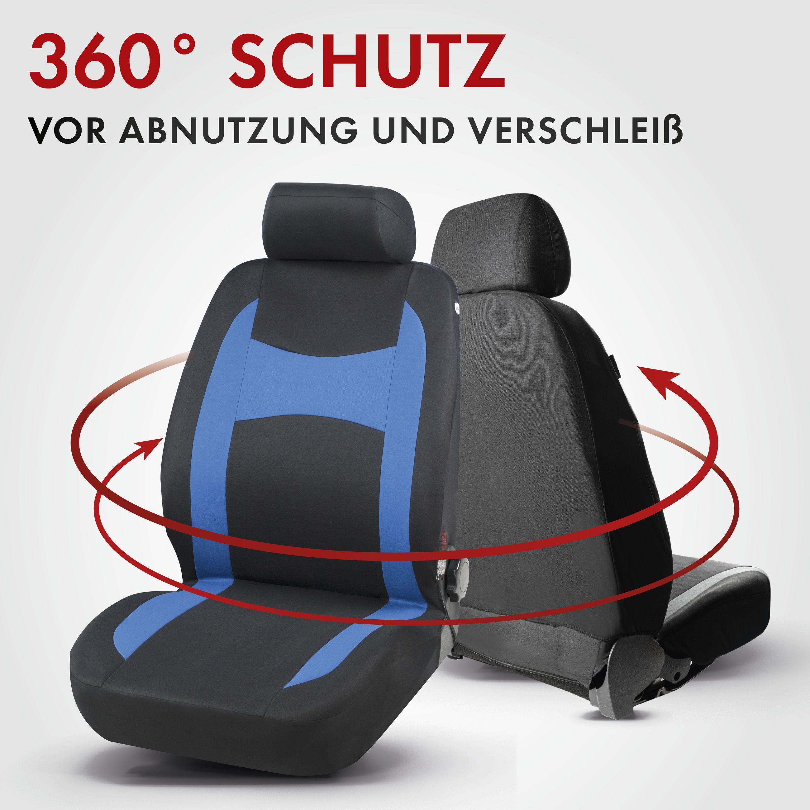 CarComfort car seat cover Fairmont blue, 2 front seat covers 1pc, 1 rear seat cover 4pc, 5 headrest covers, 11-pc.