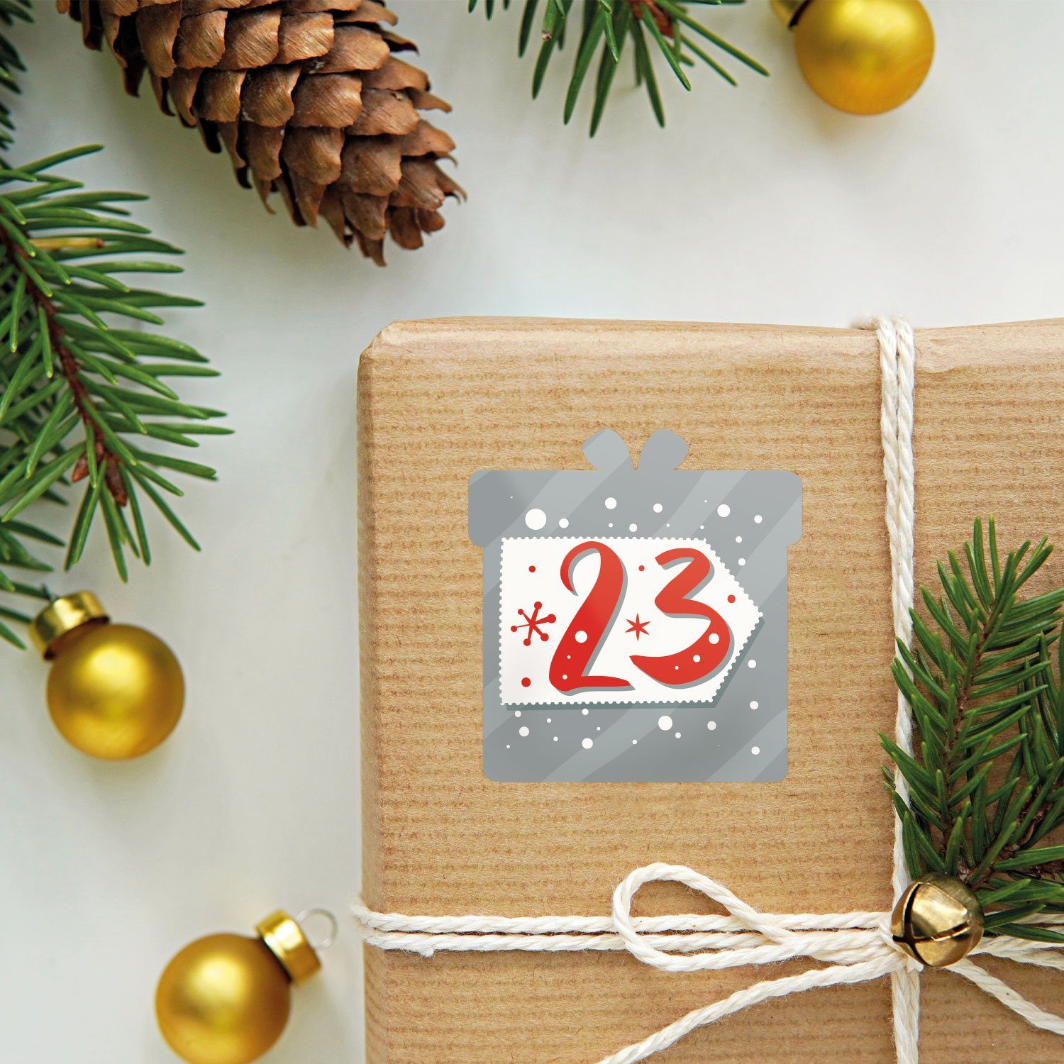 GRAVURZEILE Adventskalender Zahlenaufkleber zum Basteln (mit 24 bunten Zahlen für Weihnachten), zum Selbstgestalten