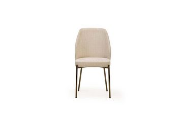 JVmoebel Esszimmer-Set Weiße Edle Esszimmer Gruppe Designer Edelstahl Tisch Luxuriöse 6tlg, (7-St., 1x Esstisch + 6x Stühle), Made in Europa