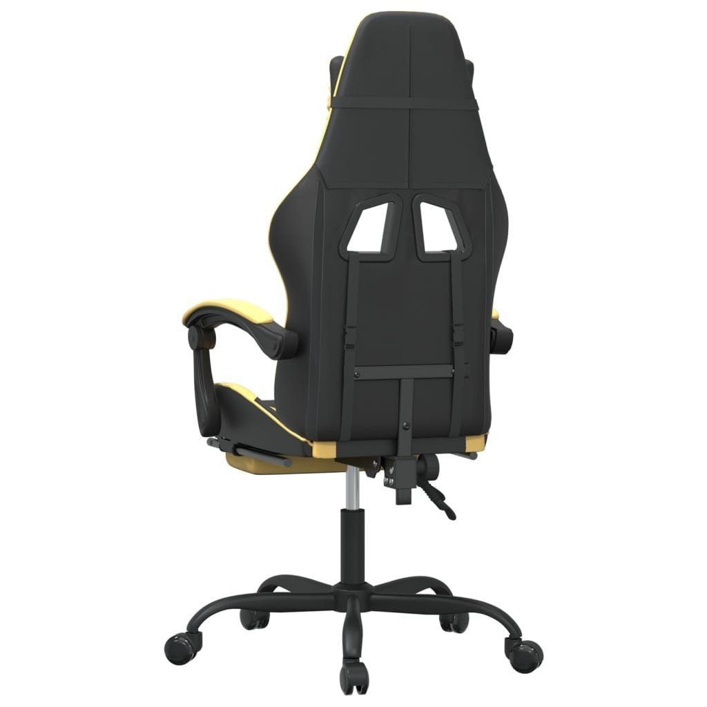 furnicato Gaming-Stuhl mit St) Schwarz Drehbar Fußstütze & Golden (1 Kunstleder