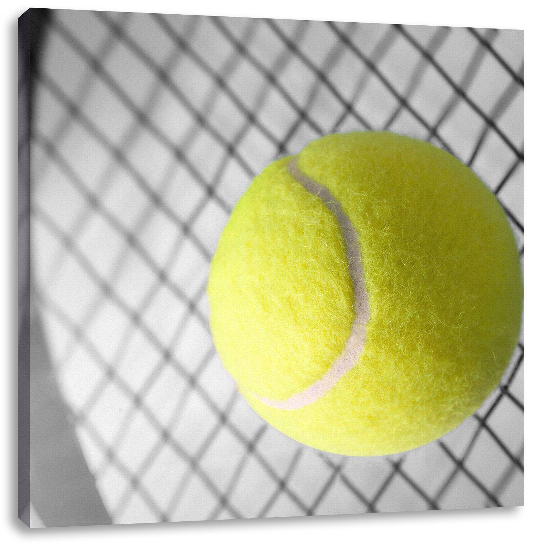 inkl. St), Zackenaufhänger Pixxprint Tennisschläger Tennisball, Tennisschläger fertig Tennisball (1 Leinwandbild bespannt, Leinwandbild