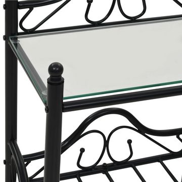 vidaXL Nachttisch Nachttisch Stahl und Hartglas 45 x 30,5 x 60 cm Schwarz