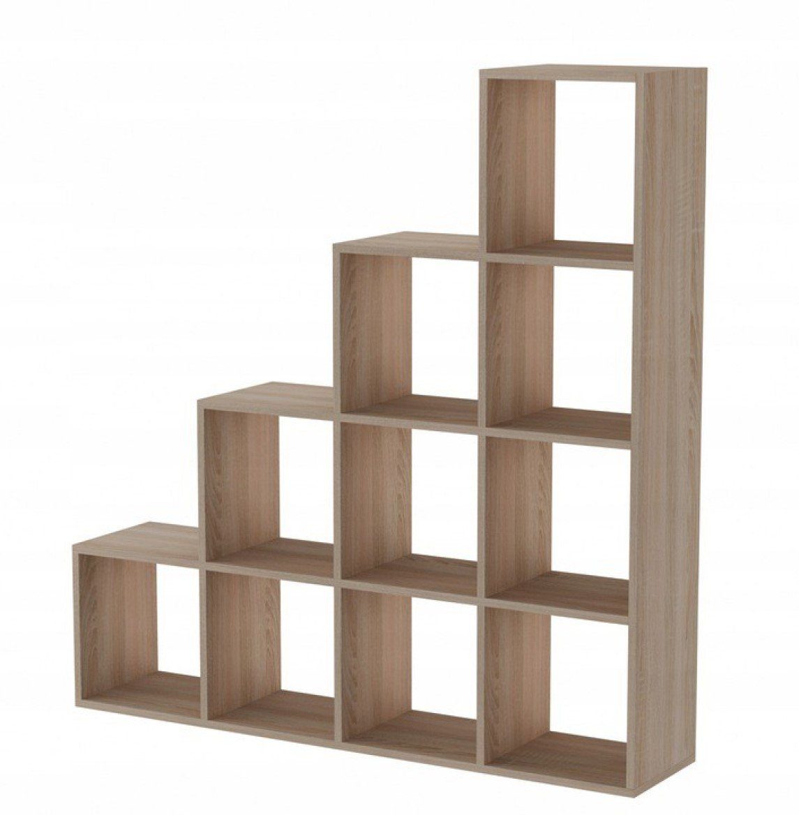 pressiode Stufenregal Stufenregal Holz Standregal 10 Fächer Regal weiss Raumteiler Bücherregal Treppenregal