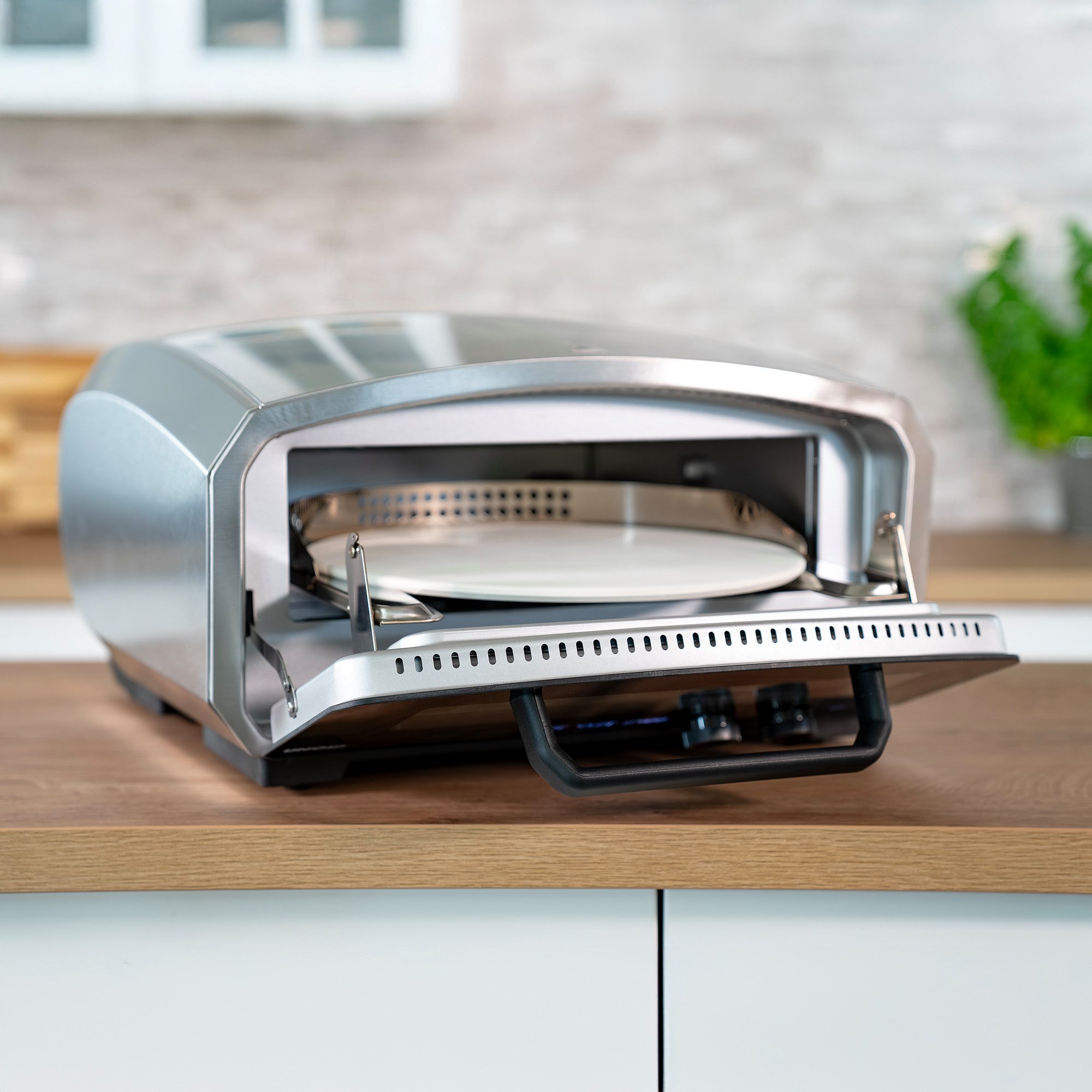 Unold Pizzaofen Enzo 68916, 500°C rotierender Pizzastein für innen und außen