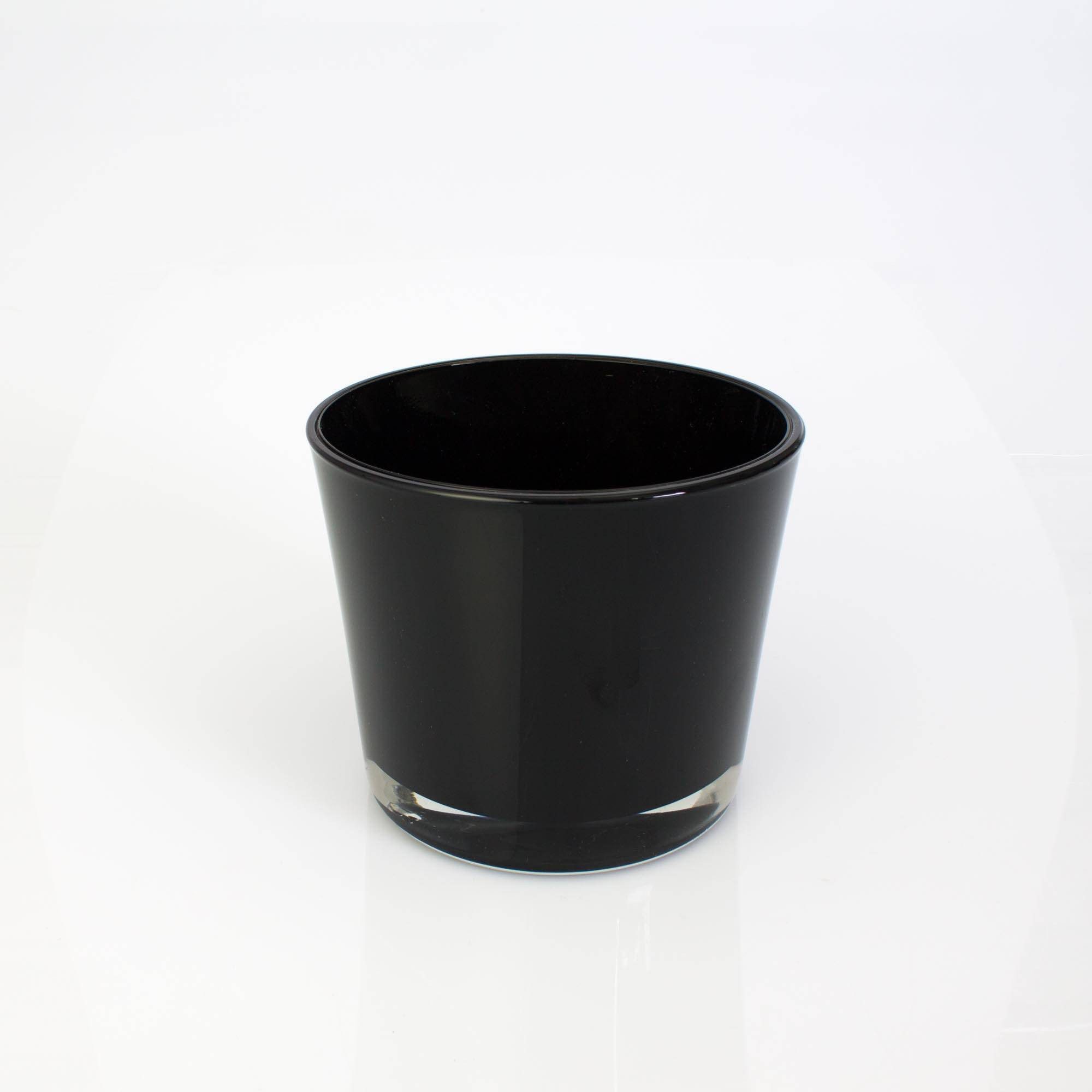 INNA-Glas Blumentopf - Windlicht Alena, schwarz, 12,5cm, Ø 14,5cm - Konisches Glas