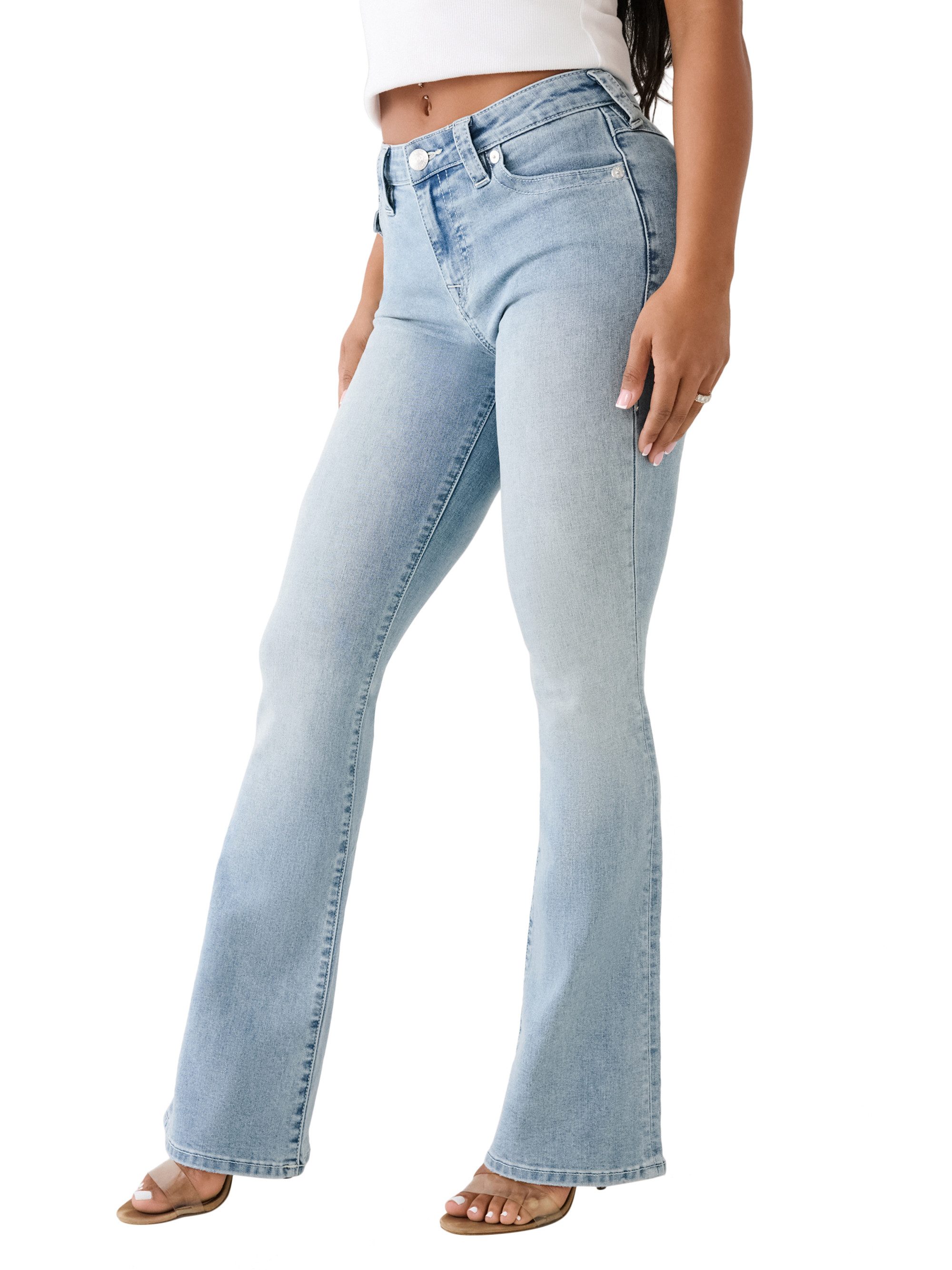 True Religion Bootcut-Jeans BECCA MR BOOTCUT FLAP Baumwollmischung, bootcut fit