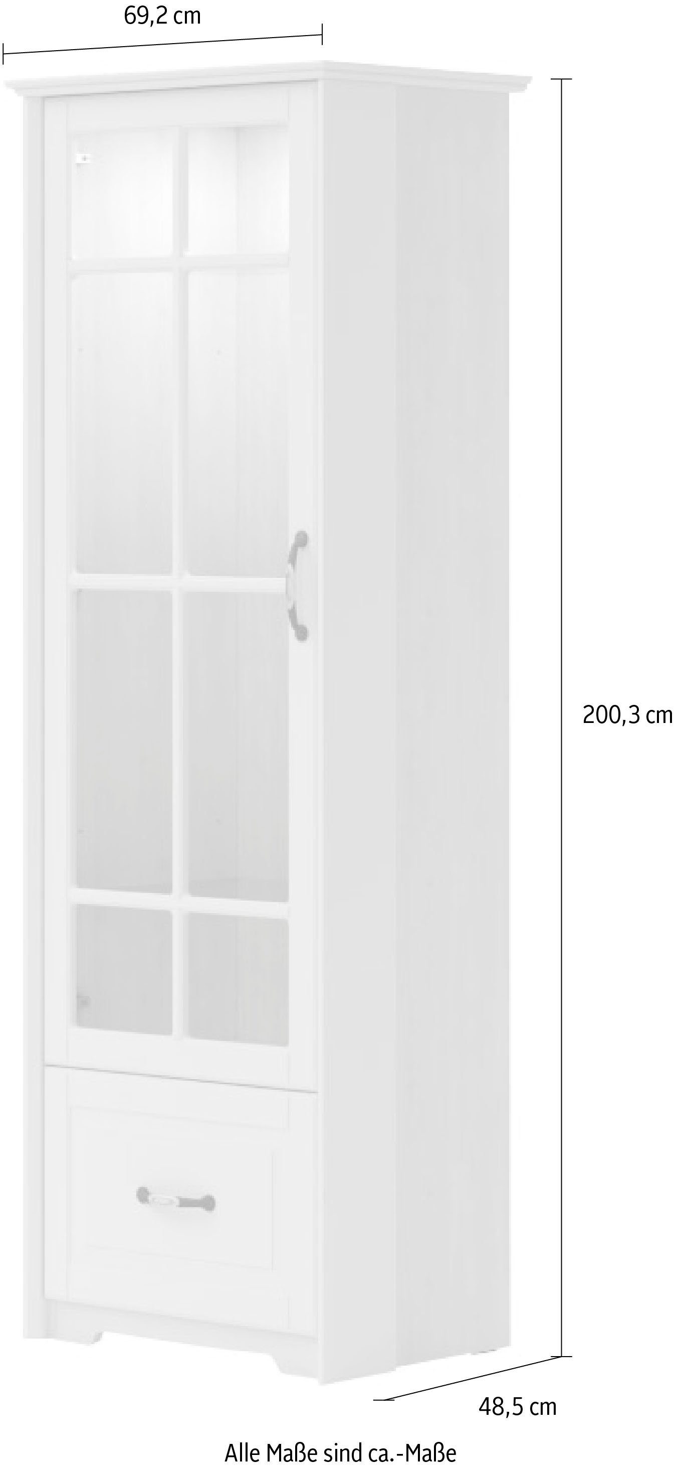 lackiert, Glasvitrine Home mit Sicherheitsglas Soft-Close-Funktion UV mit Evergreen Tür 4 mm, affaire