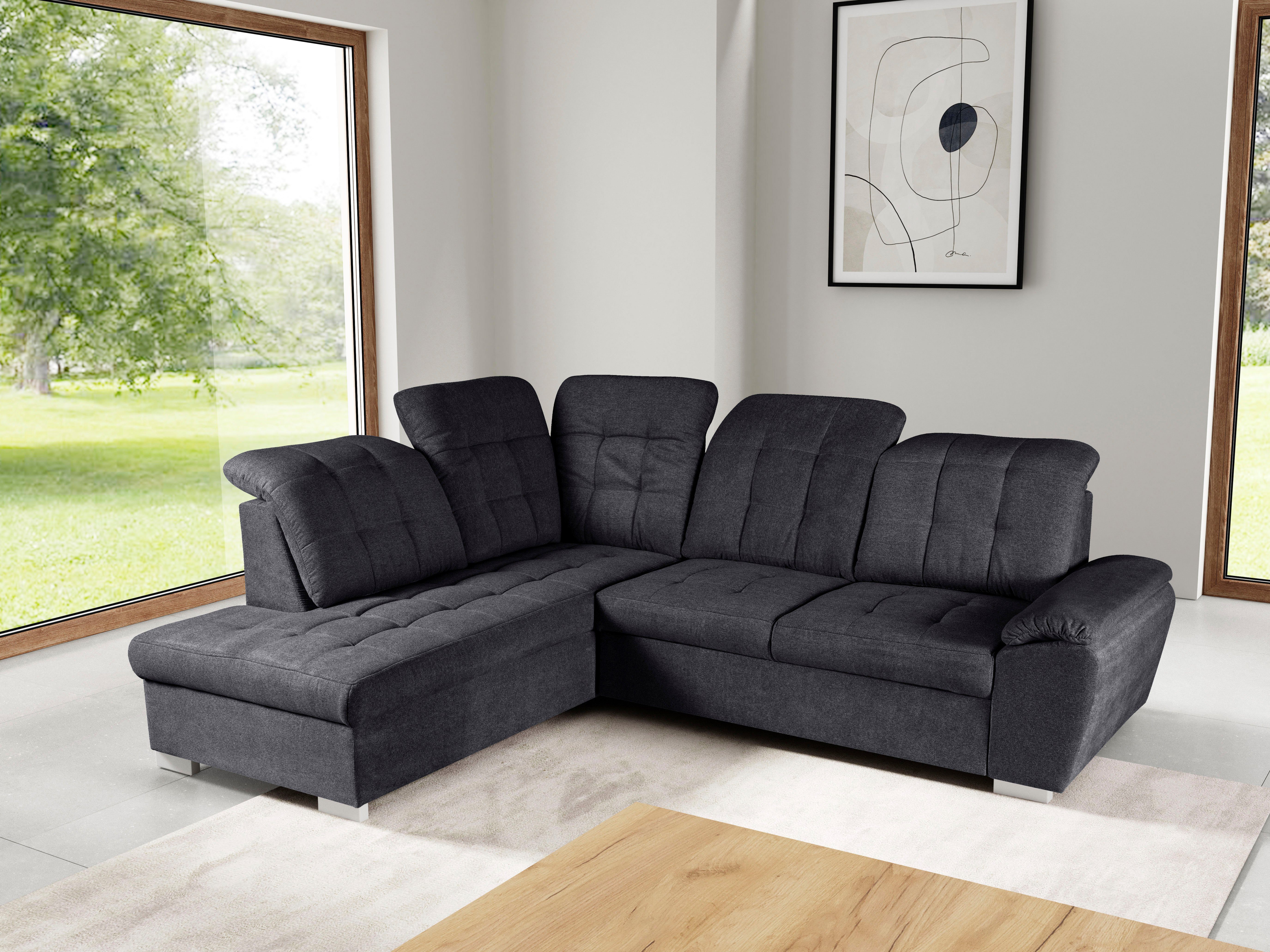 WERK2 Ecksofa Brindisi, Multifunktion, bequem & komfortabel, Breite 263cm, L-Form, mit verstellbaren Kopfteilen, Bettfunktion & Bettkasten