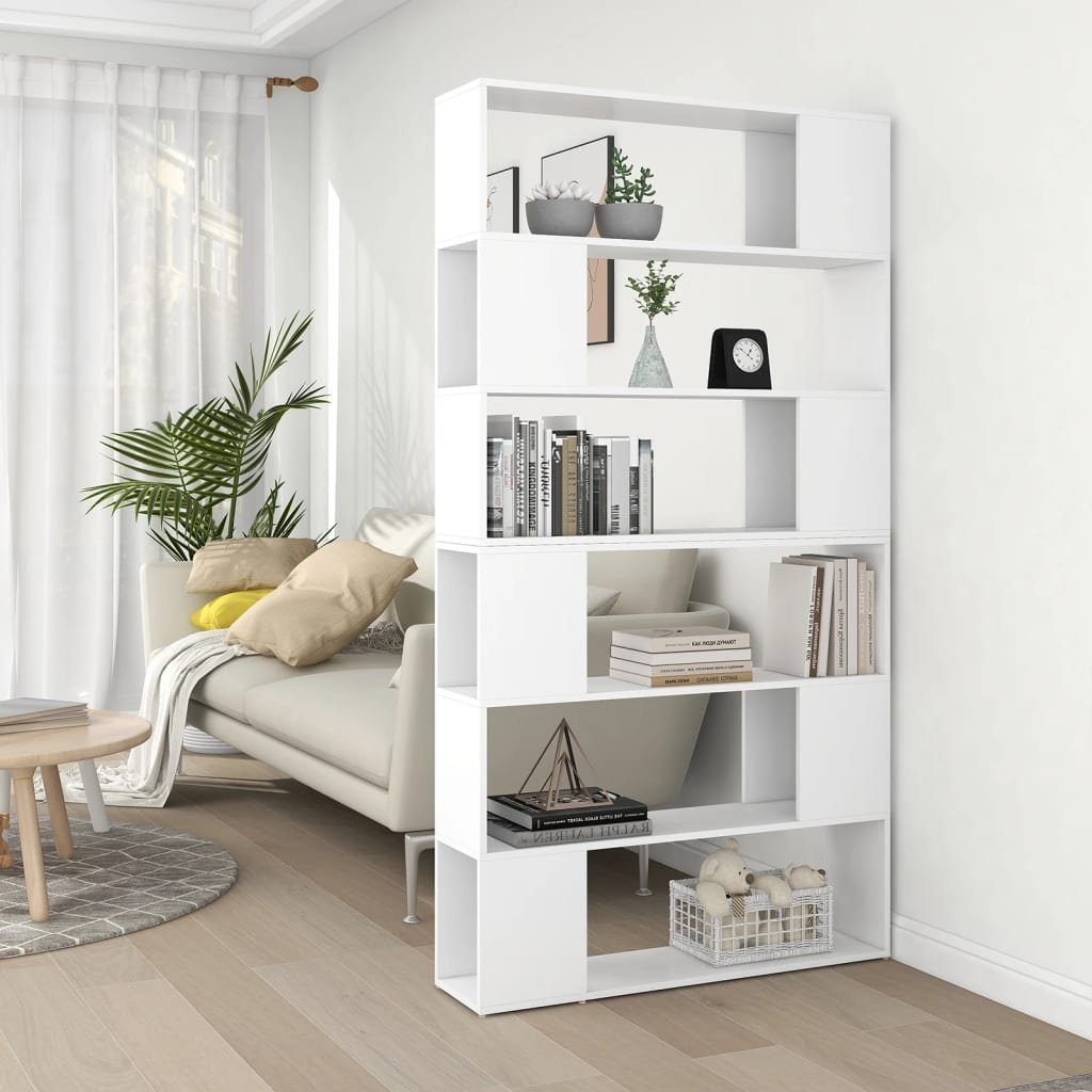 furnicato Bücherregal Bücherschrank Raumteiler Weiß 100 x 24 x 188 cm aus Holzwerkstoff, 1-tlg., Stabiles Regal mit großzügigen Fächern für DVDs und Multimedia