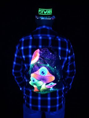 PSYWORK Turnbeutel PSYWORK Schwarzlicht Turnbeutel Rucksack Neon "Redmoon Mushroom", UV-aktiv, leuchtet unter Schwarzlicht