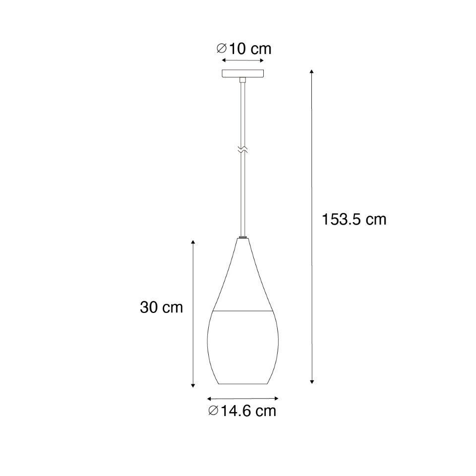 Qazqa Pendelleuchte Drop, ohne Leuchtmittel, Warmweiß, QAZQA Hängeleuchte, e27, Schwarz, Glas, Modern
