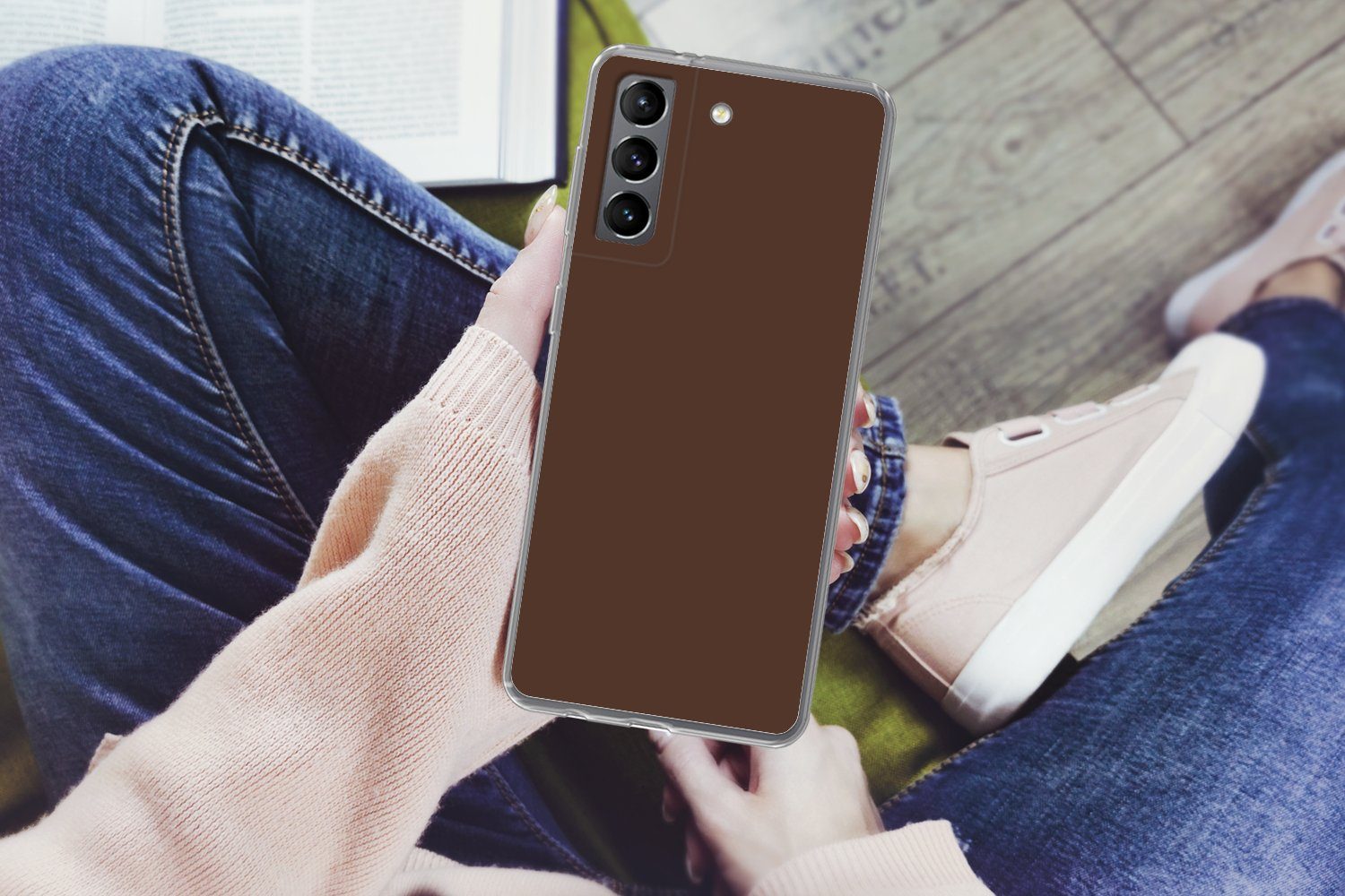 MuchoWow Handyhülle für Samsung Galaxy S21 Plus Braun - Dunkel - Farben, Phone Case, Silikon, Schutzhülle Dünn