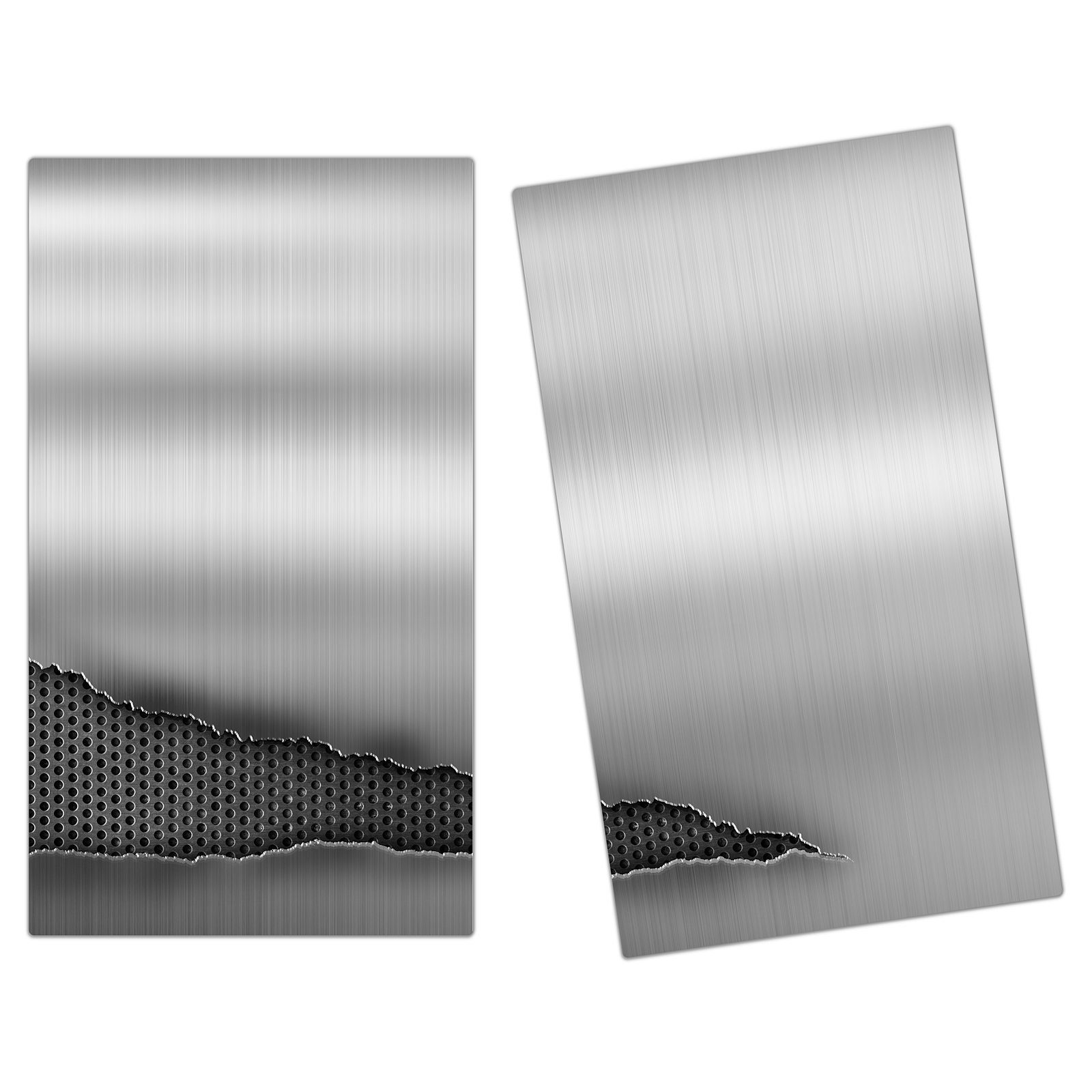 Glas tlg) Herdabdeckplatte Herd-Abdeckplatte (2 Metallhintergrund aus Grunge, Glas, Primedeco Spritzschutz