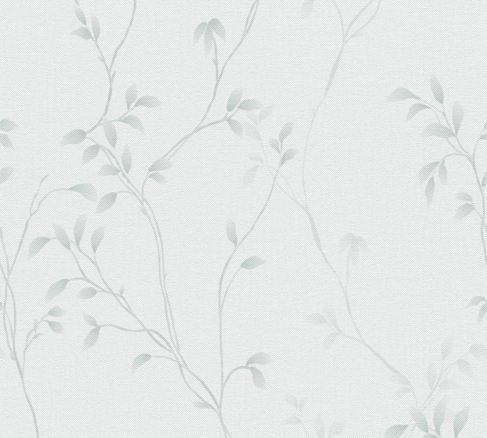 A.S. Création Vliestapete Pure Elegance Tapete mit Blätterranken Mustertapete Floral Blattmotiv, strukturiert, matt, (1 St), Vliestapete Blatt-Motiv für Schlafzimmer Küche Wohnzimmer Blätterranke