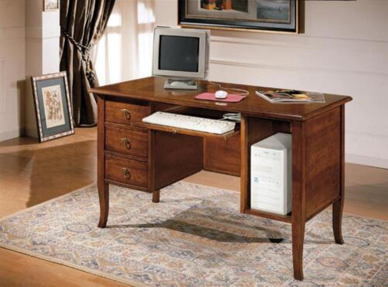 JVmoebel Computertisch, Büro Computertisch Möbel Echtholz Schreibtisch Italienische