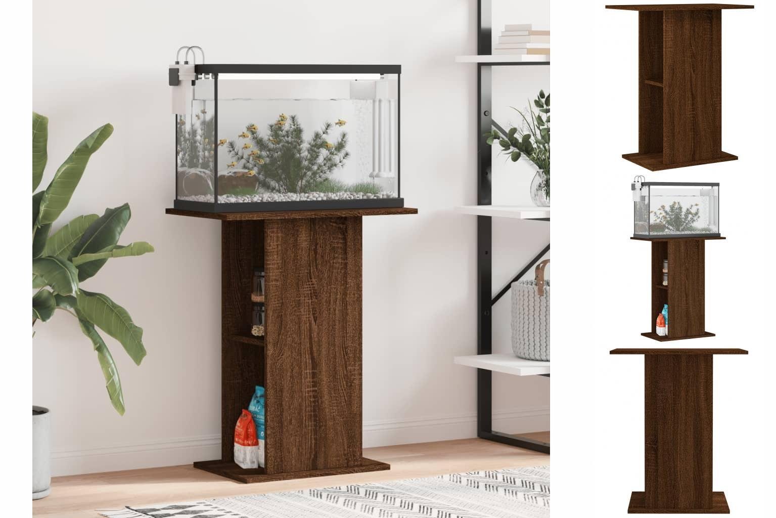 vidaXL Aquariumunterschrank Aquariumständer Braun Eichen-Optik Holzwerkstoff Aquari 60,5x36x72,5cm