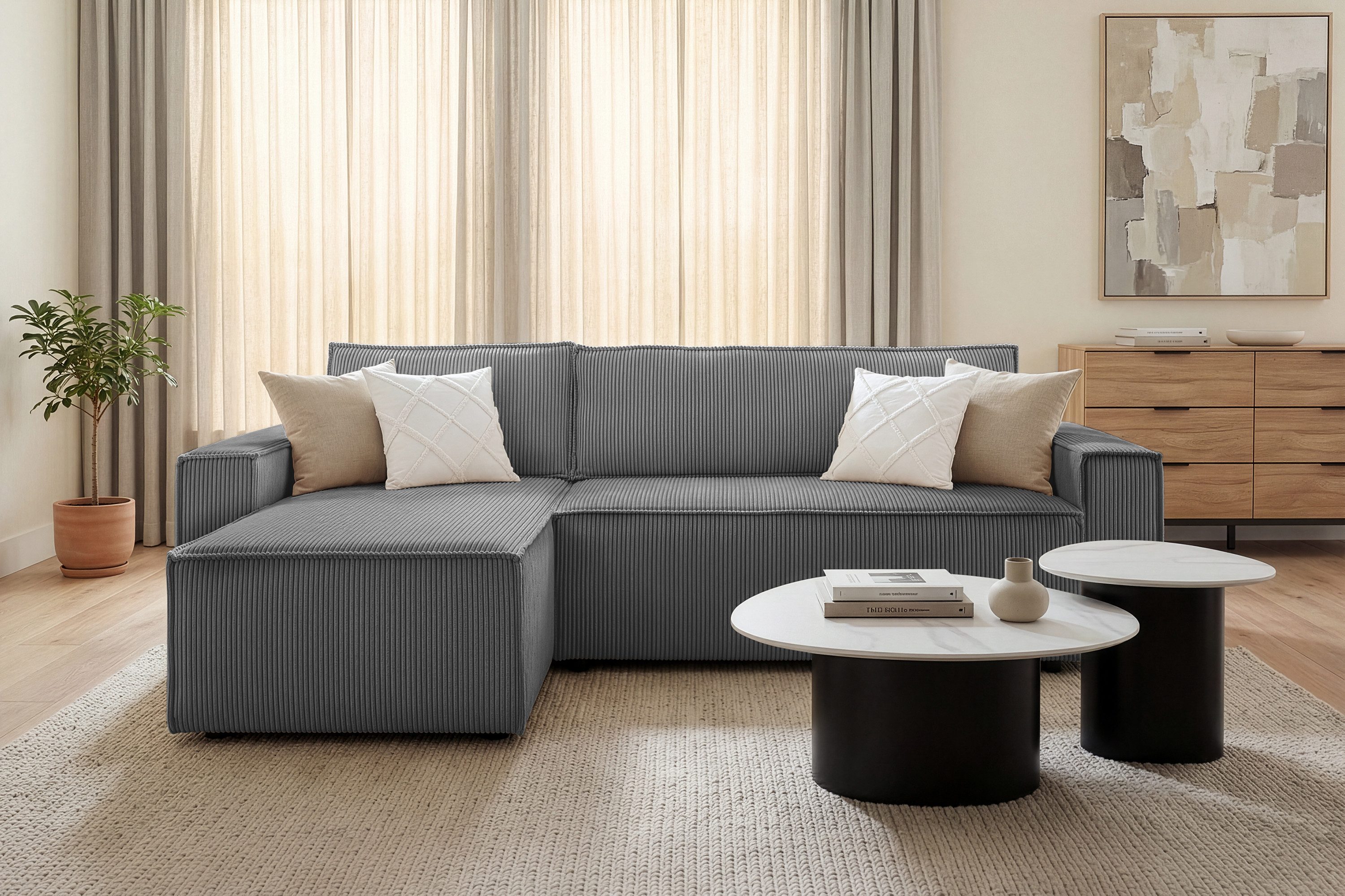 OTTO home Ecksofa CASSI L-Form, 241cm - OTTO. Verlässliche Qualität., Schlaffunktion (133/200), Bettkasten, auch in Cord