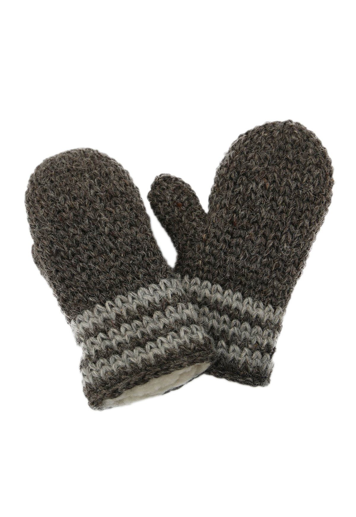 Hollert Fäustlinge Handgestrickte Fausthandschuhe Bernie gefüttert Merinowolle Schwarz