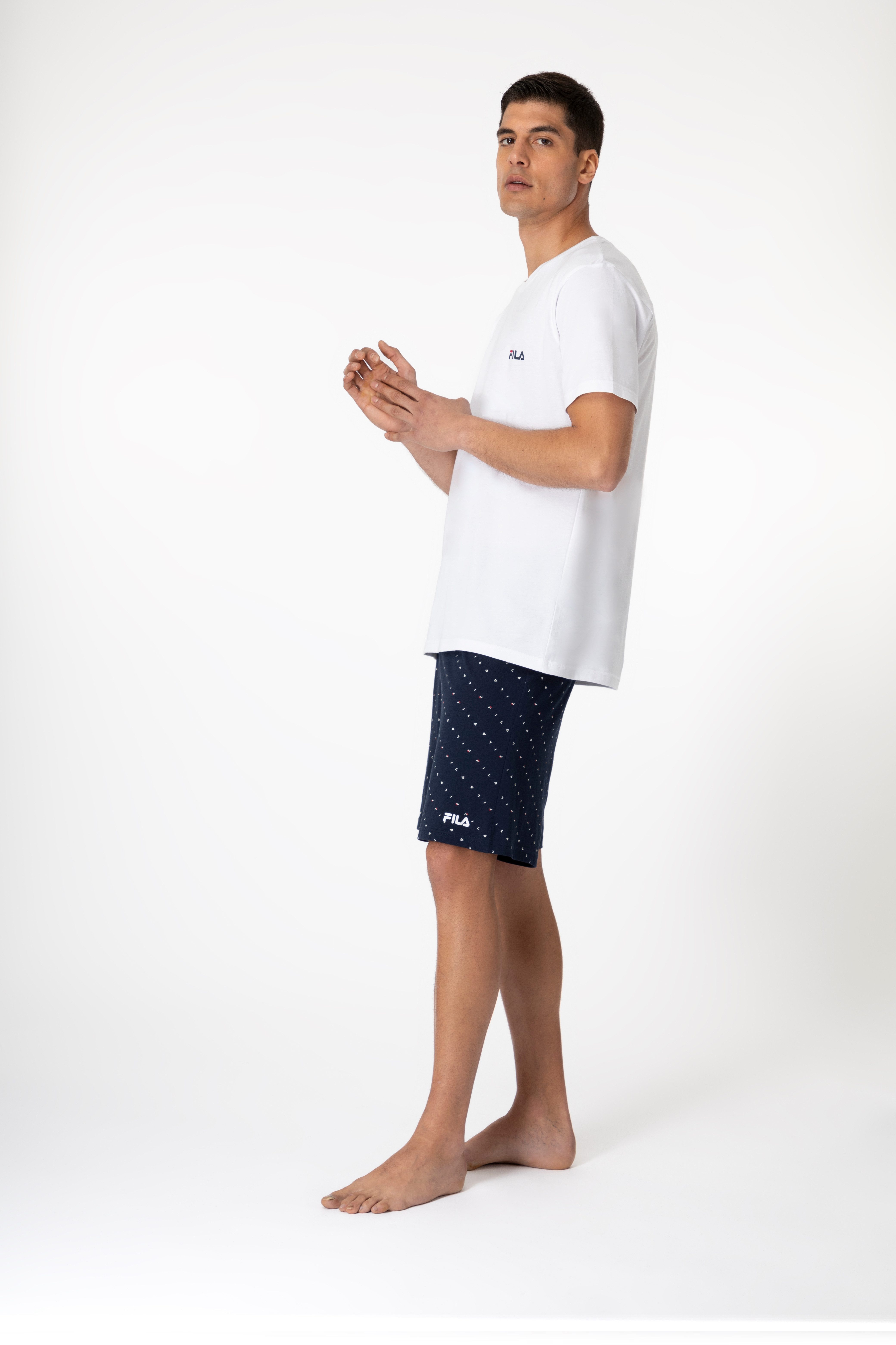 Fila Shorty MAN JERSEY PYJAMAS (2 tlg) Hose gepunktet mit Gummizug, Shirt mit Rundhalsausschnitt