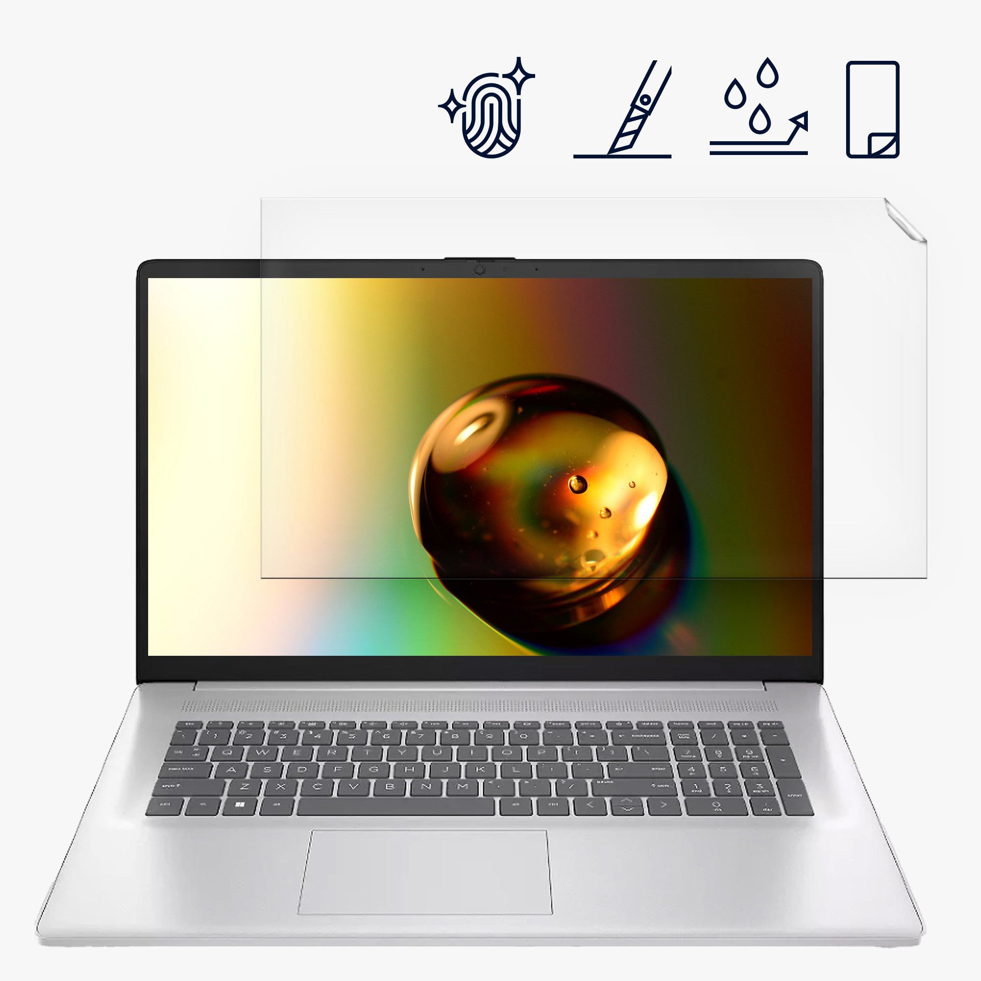 kwmobile Schutz-Set Folie matt für HP Windows11 HD+ 17.3" (9R3L8EA), Laptop Schutzfolie Displayschutz Anti-Fingerabdruck entspiegelt