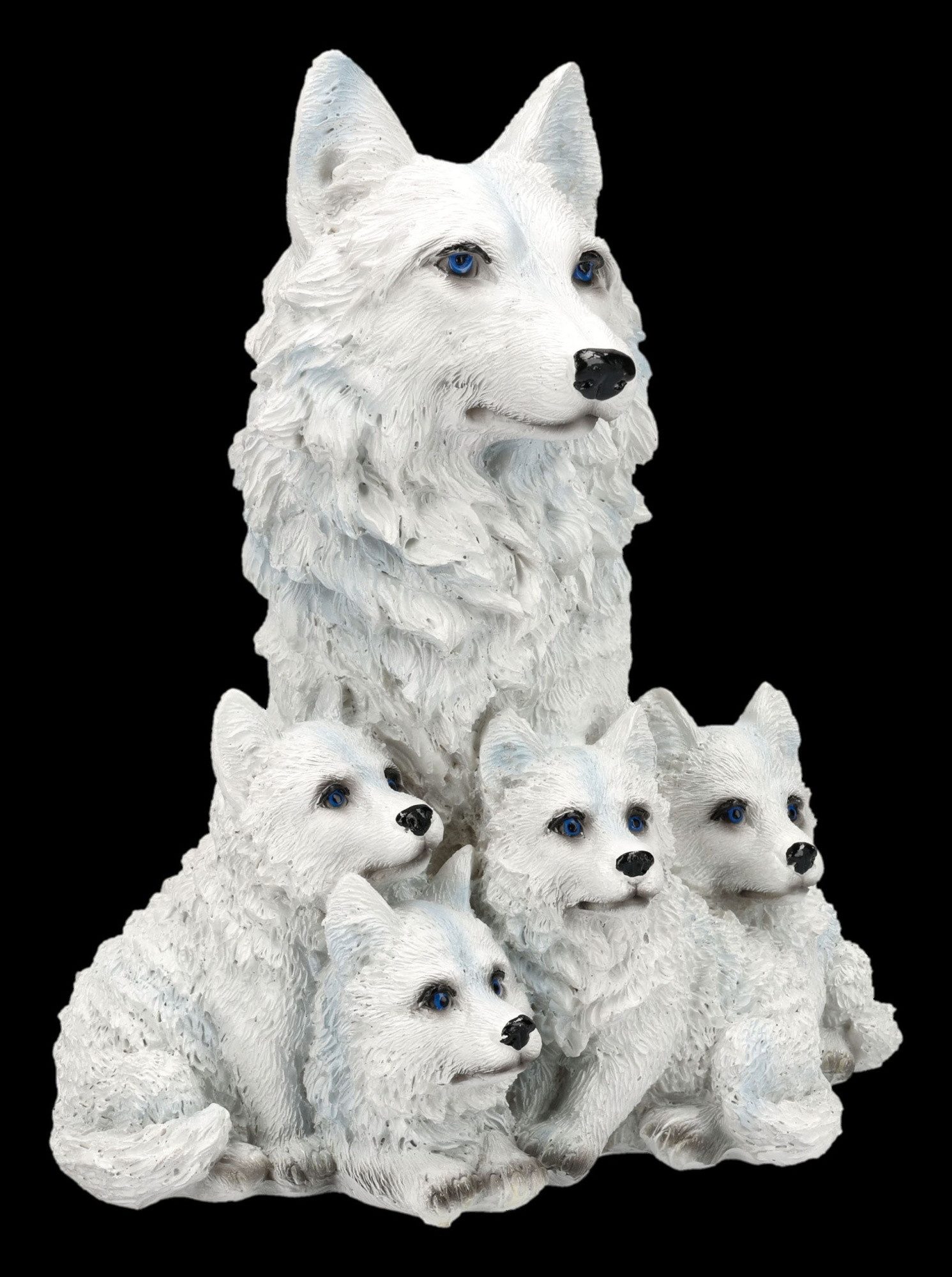 Figuren Shop GmbH Tierfigur Wolfsfigur – Wolf Mutter mit Welpen Statue Tier günstig online kaufen