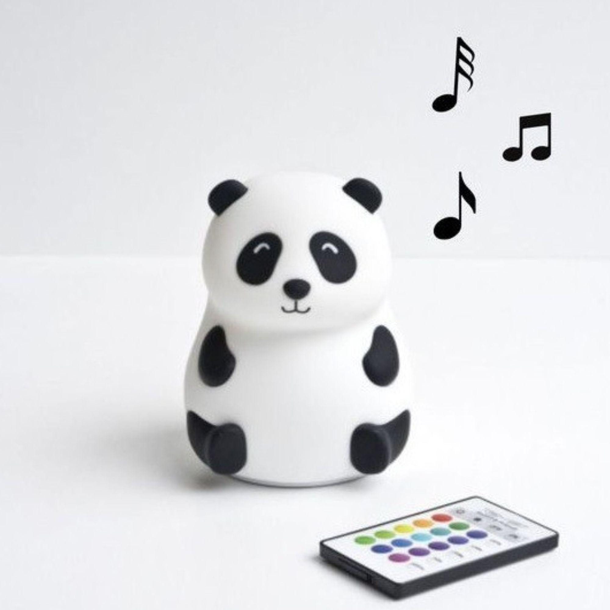 Rabbit & Friends LED Nachtlicht Panda Silikon Lampe mit Lautsprecher und Fernbedienung, LED fest integriert