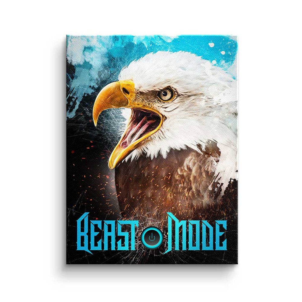 DOTCOMCANVAS® Leinwandbild Beast Mode Eagle, Premium Leinwandbild - Motivation - Beast Mode Eagle - Hustle - Büro ohne Rahmen