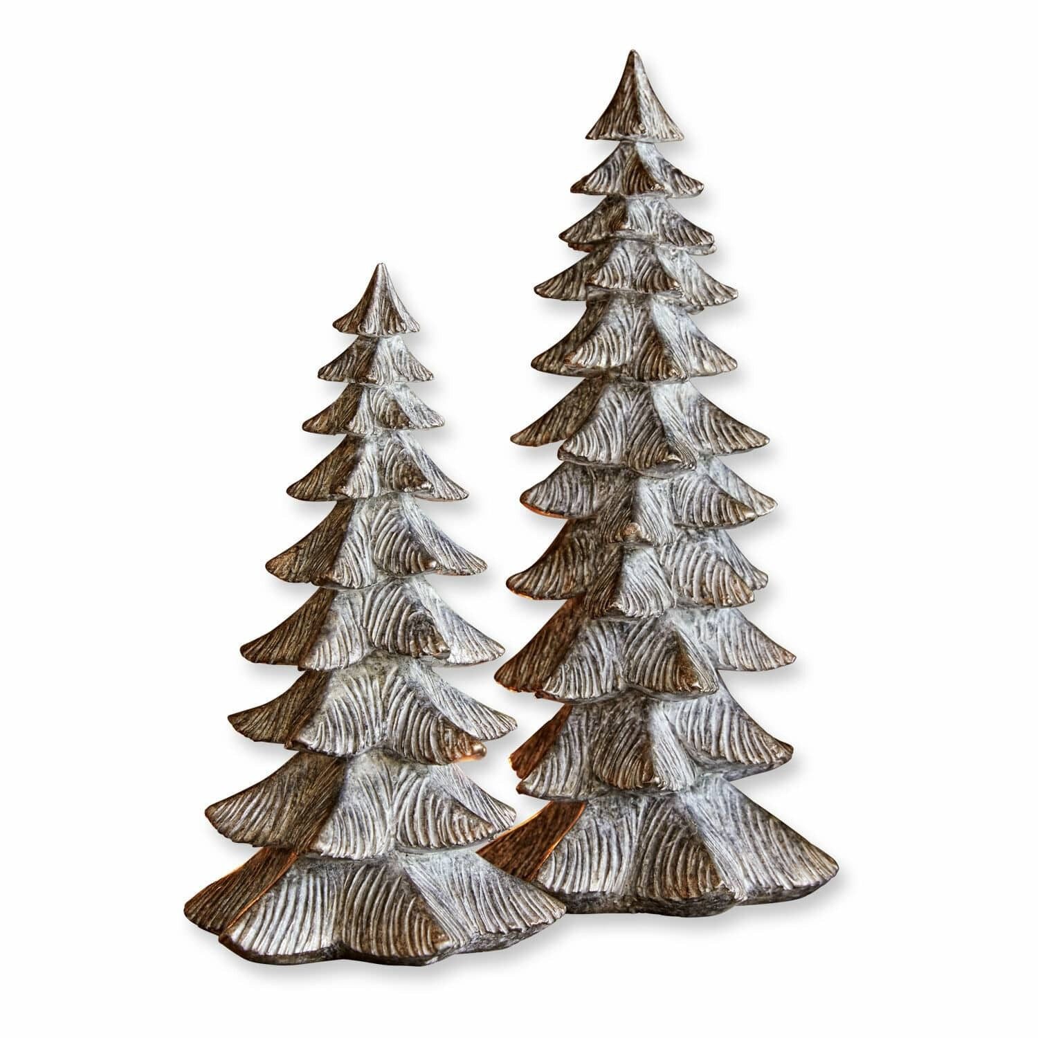 Mirabeau Weihnachtsfigur Deko-Baum 2er Set Calavi antiksilber (2er Set, 2er Set)