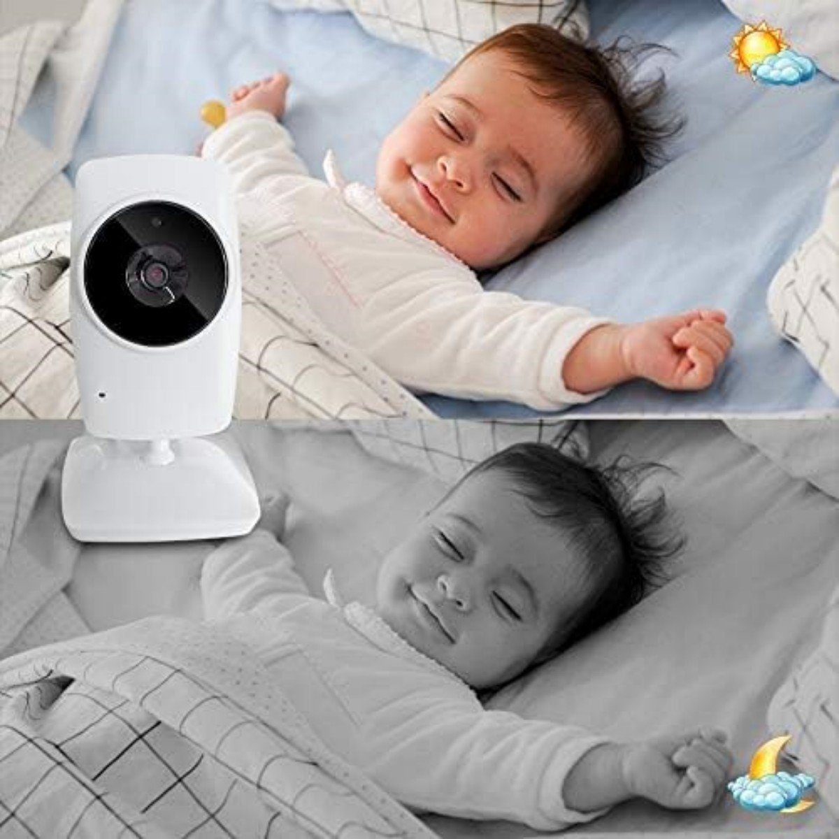 Monitor 2,4 GHz Video, Babyphone Baby Kamera mit Gegensprechfunktion, Nachtsicht Welikera