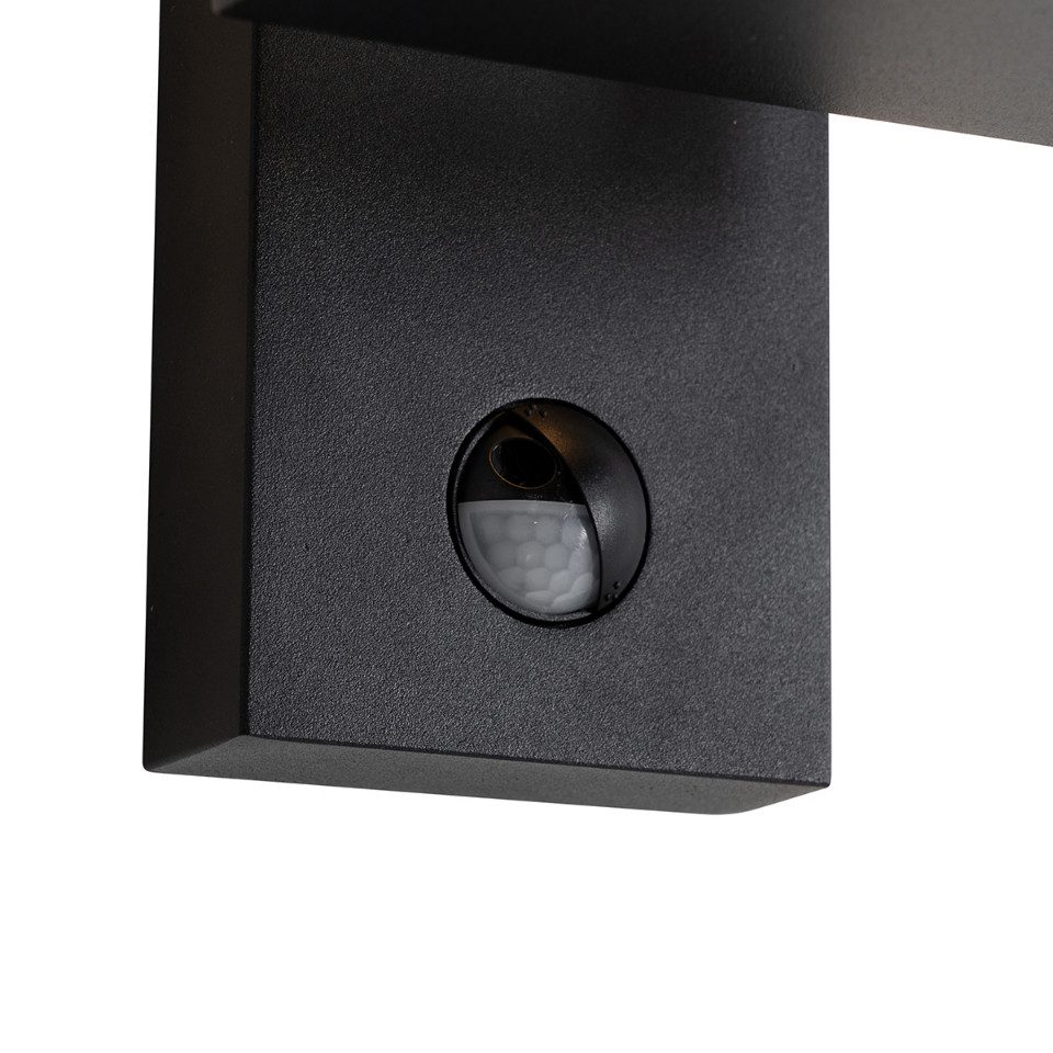 Qazqa Außen-Wandleuchte Ferdinand, Dämmerungssensor, LED fest integriert, Extra-Warmweiß, QAZQA Sicherheits­leuchte, integrated, Schwarz, Aluminium, Modern
