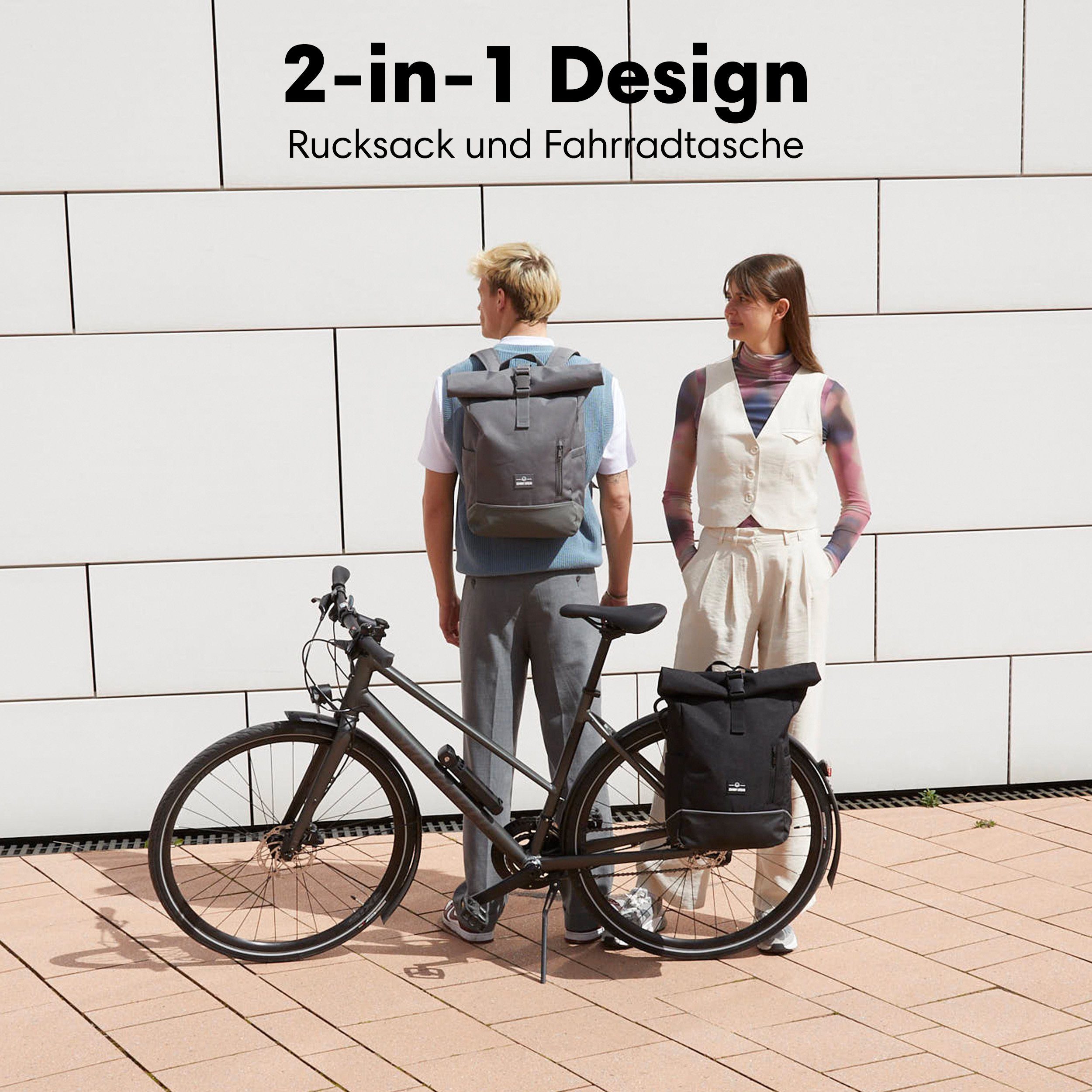 Johnny Urban Fahrradtasche ROBIN MEDIUM BIKE, 2in1 Rucksack und Fahrradtasche (1-tlg), Flexible Größe, Wasserabweisend