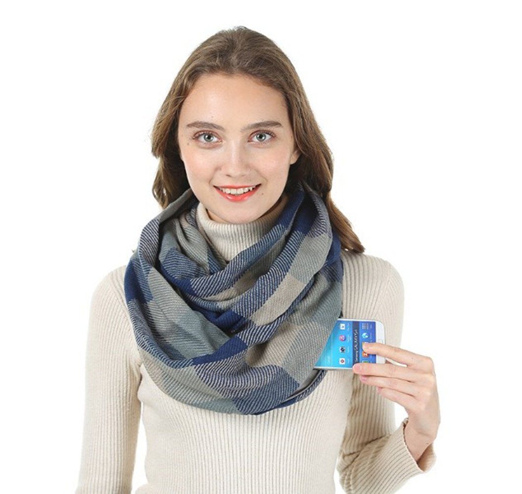 XDeer Schal Damen Schal,kuschelweich Karo,Winter Schal Loop, Damen Halstuch Geschenk für Frauen in verschiedenen Farben blue