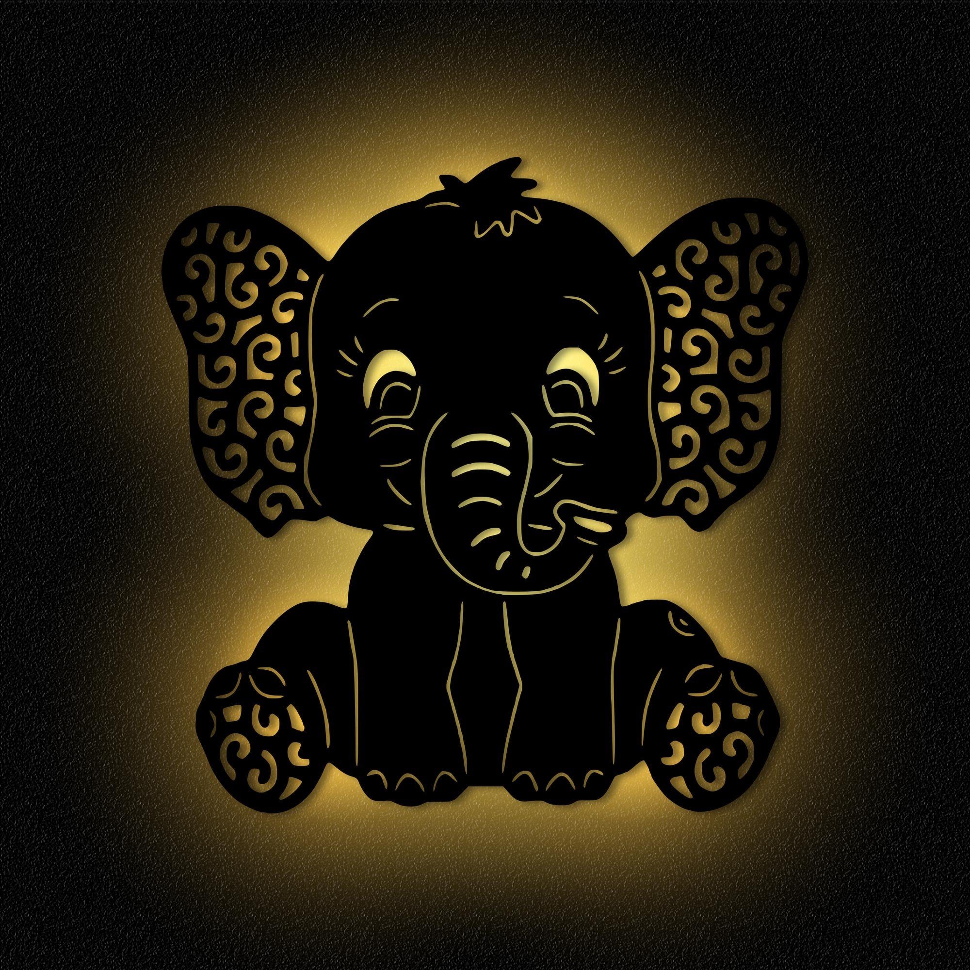 Namofactur LED Holz, Kinderzimmer Kinder I Wandlampe fest integriert, Elefant MDF Nachtlicht Warmweiß LED Nachtlicht