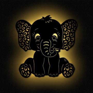 Namofactur LED Nachtlicht Wandlampe Kinderzimmer Kinder Nachtlicht Elefant I MDF Holz, LED fest integriert, Warmweiß