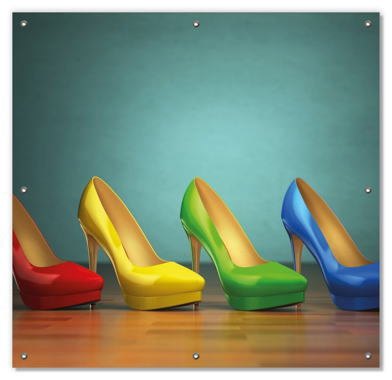 Sonnenschutz Bunte Schuhe - High Heels für Frauen, Wallario, blickdicht, mit Saugnäpfen, wiederablösbar und wiederverwendbar