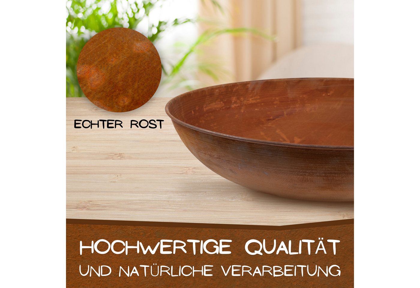 Thumbnail - Rostikal Pflanzschale Blumenschale Ø 53 cm Cortenstahl – Edelrost Gartenschale, Mit Ablaufloch – pflegefrei & frostfest,...
