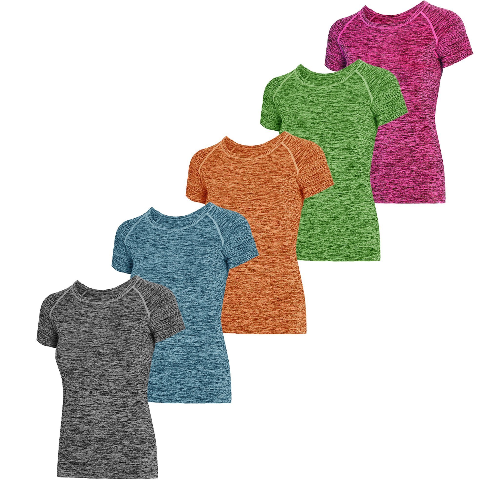 Damen Kurzarm T-Shirt Sportshirt 3er-Pack) Yoga Libella T-Shirt 1502 Top Laufshirt (3er-Pack, Training 4er-Pack-Zufall