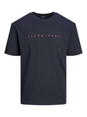 Jack & Jones T-Shirt Logo T-Shirt Kurzarm Shirt Plus Size Übergröße JJESTAR 6550 in Dunkelblau