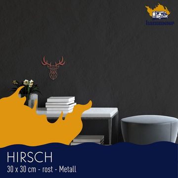 Hansmeier Wanddekoobjekt Wanddeko aus Metall, für Außen & Innen, Motiv Hirschkopf