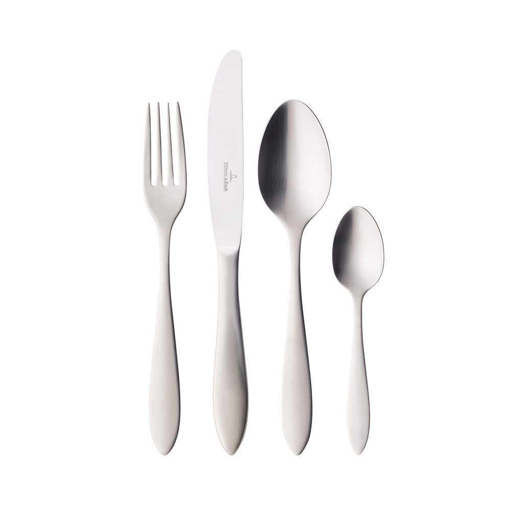 Villeroy & Boch Besteck-Set Arthur gebürstet Tafelbesteck 24-teilig (24-tlg), 6 Personen, Edelstahl, Edelstahl, 24 Stck, spülmaschinenfest