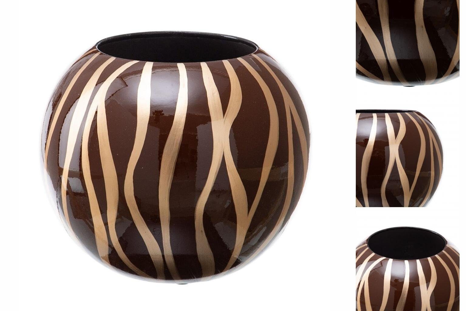 Bigbuy Dekovase Vase 24,5 x 24,5 x 20 cm Zebra aus Keramik Gold Braun